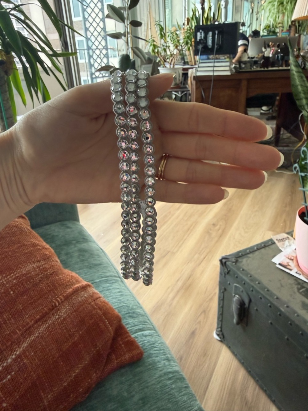 swarovski crystal sued choker/ bracelet